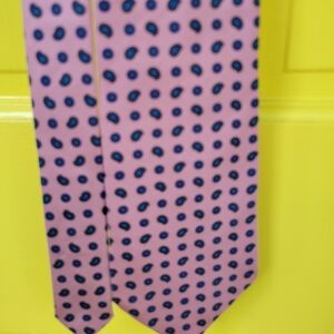Vintage Barry Of London Dead Stock All Silk Made In USA Pink Paisley Tie